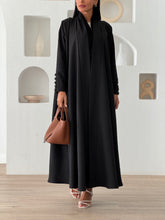 Buttoned Sleeve Abaya Black