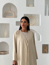 Layered Linen Abaya Beige