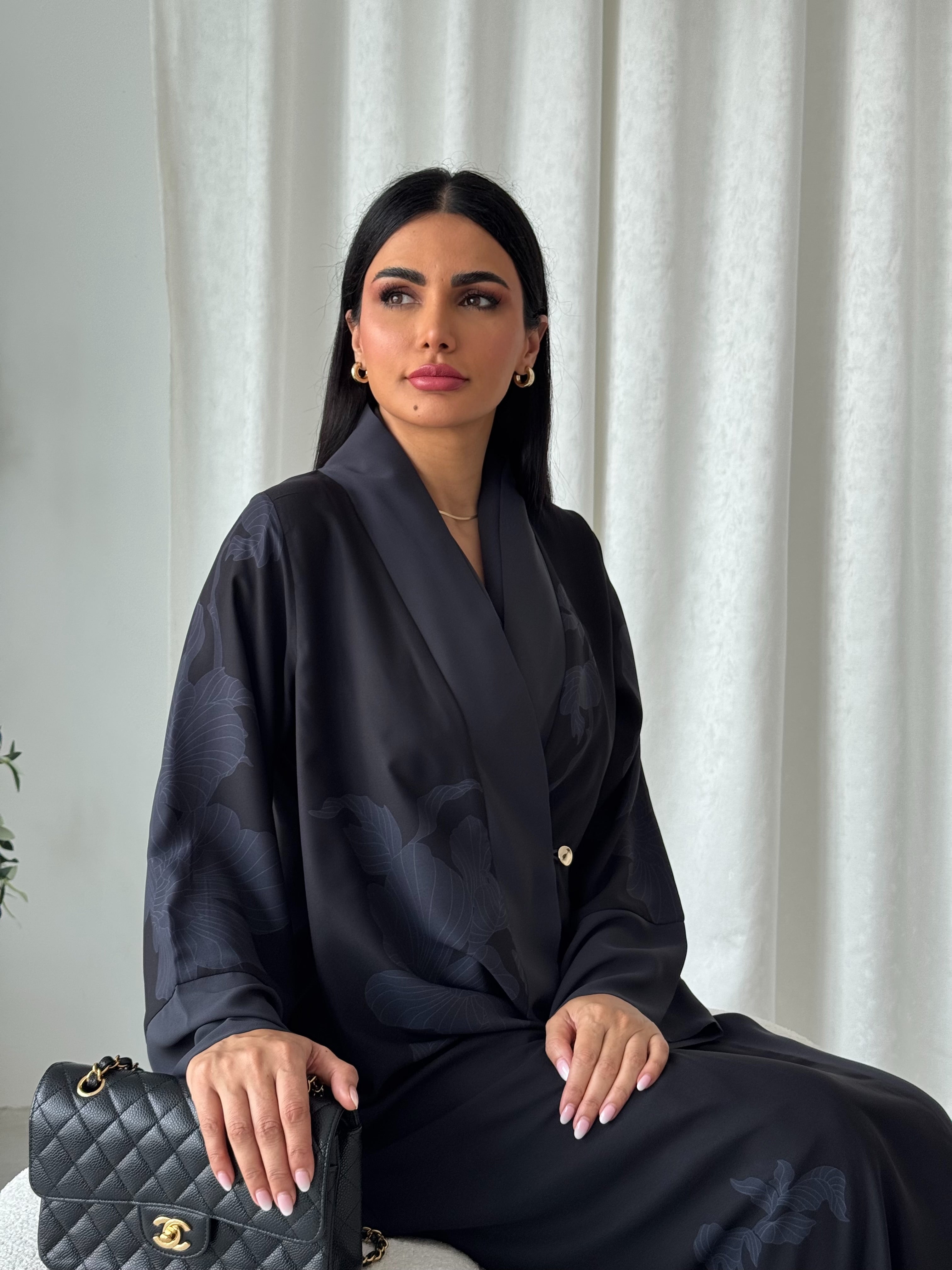 Maya Abaya Black Grey