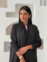 Buttoned Sleeve Abaya Black