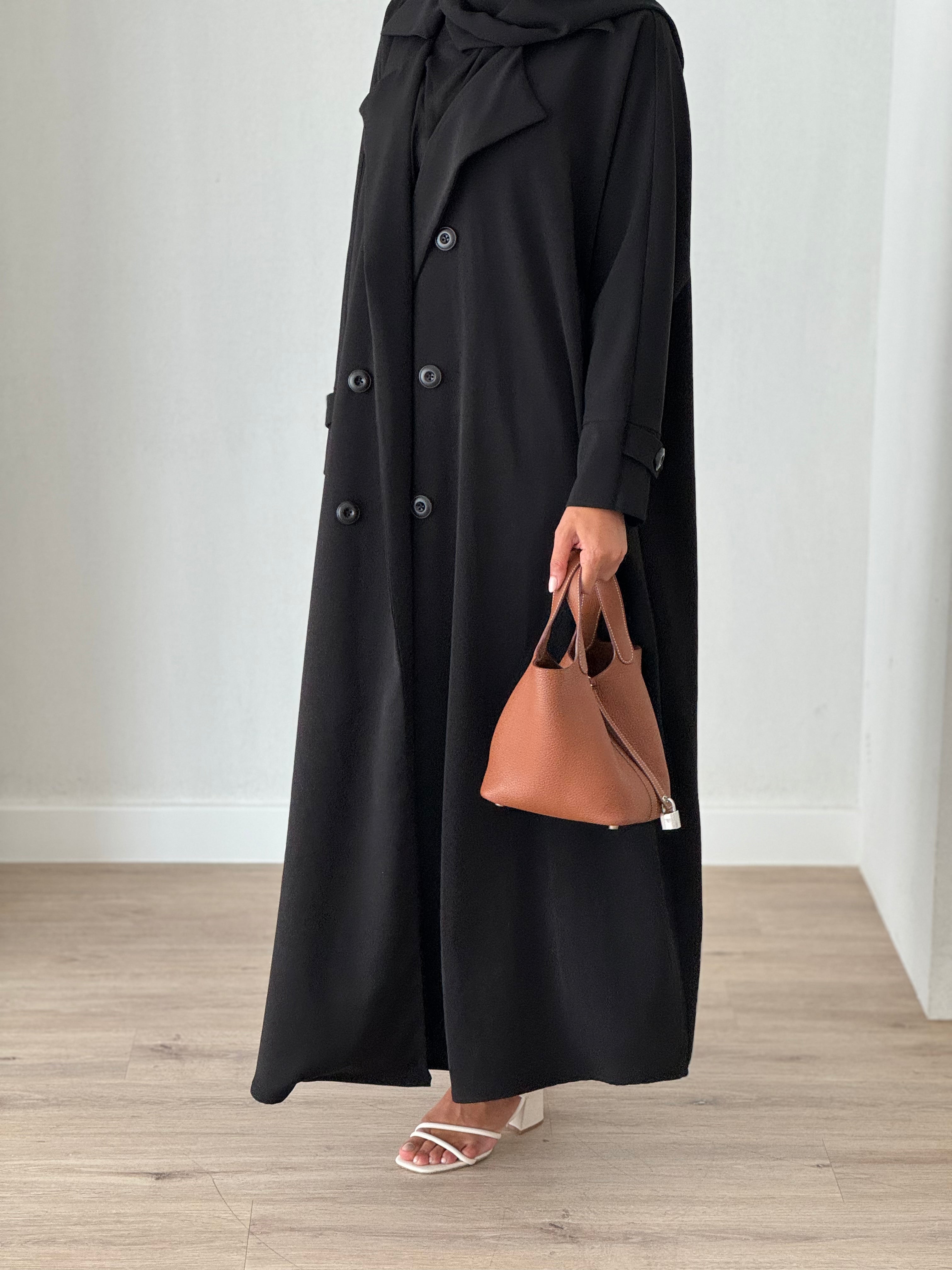 Trench Coat Abaya Black