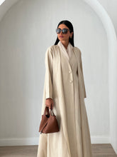 Layered Linen Abaya Beige