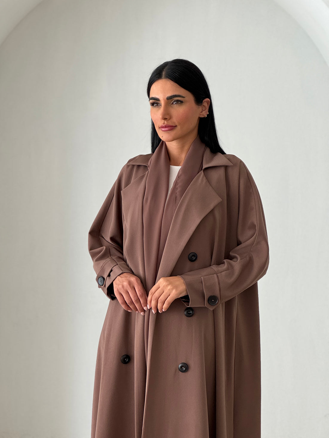 Trench Coat Abaya Brown