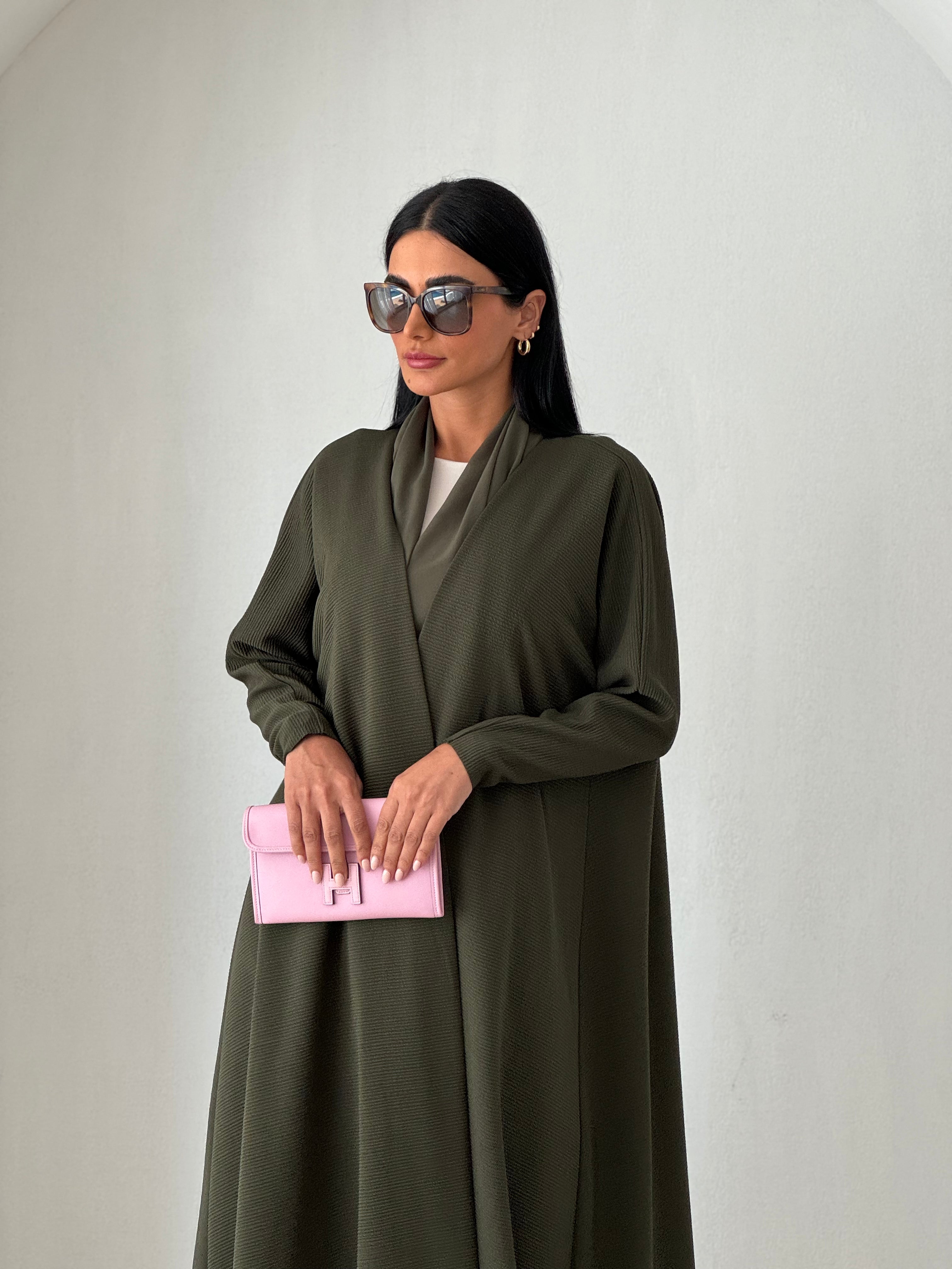 Cozy Pleated Abaya Olive