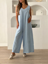 Linen Jumpsuit Set Blue