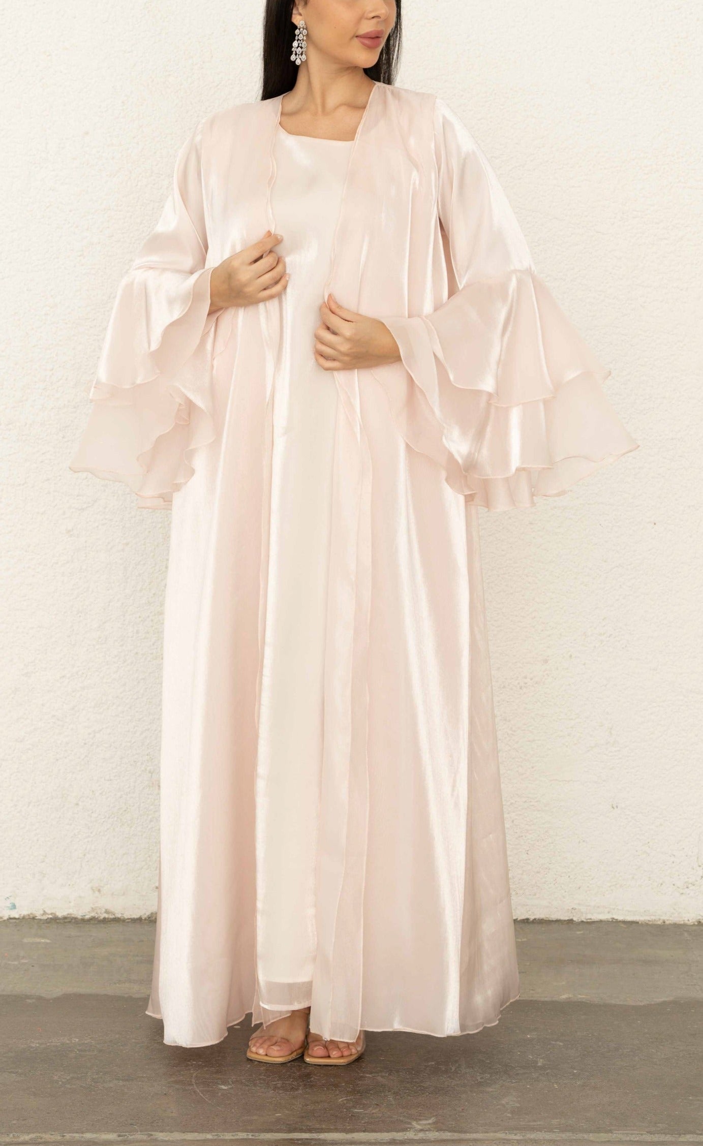 Ruffle Abaya Pearl