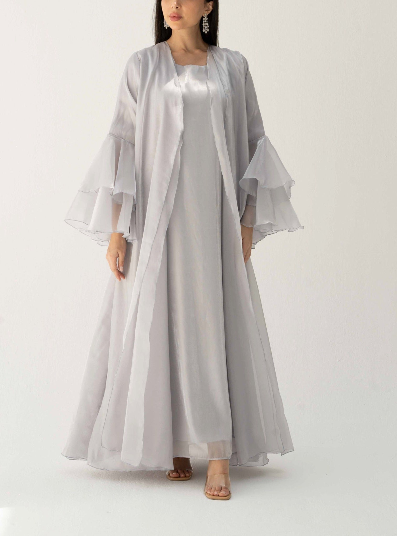 Ruffle Abaya Grey