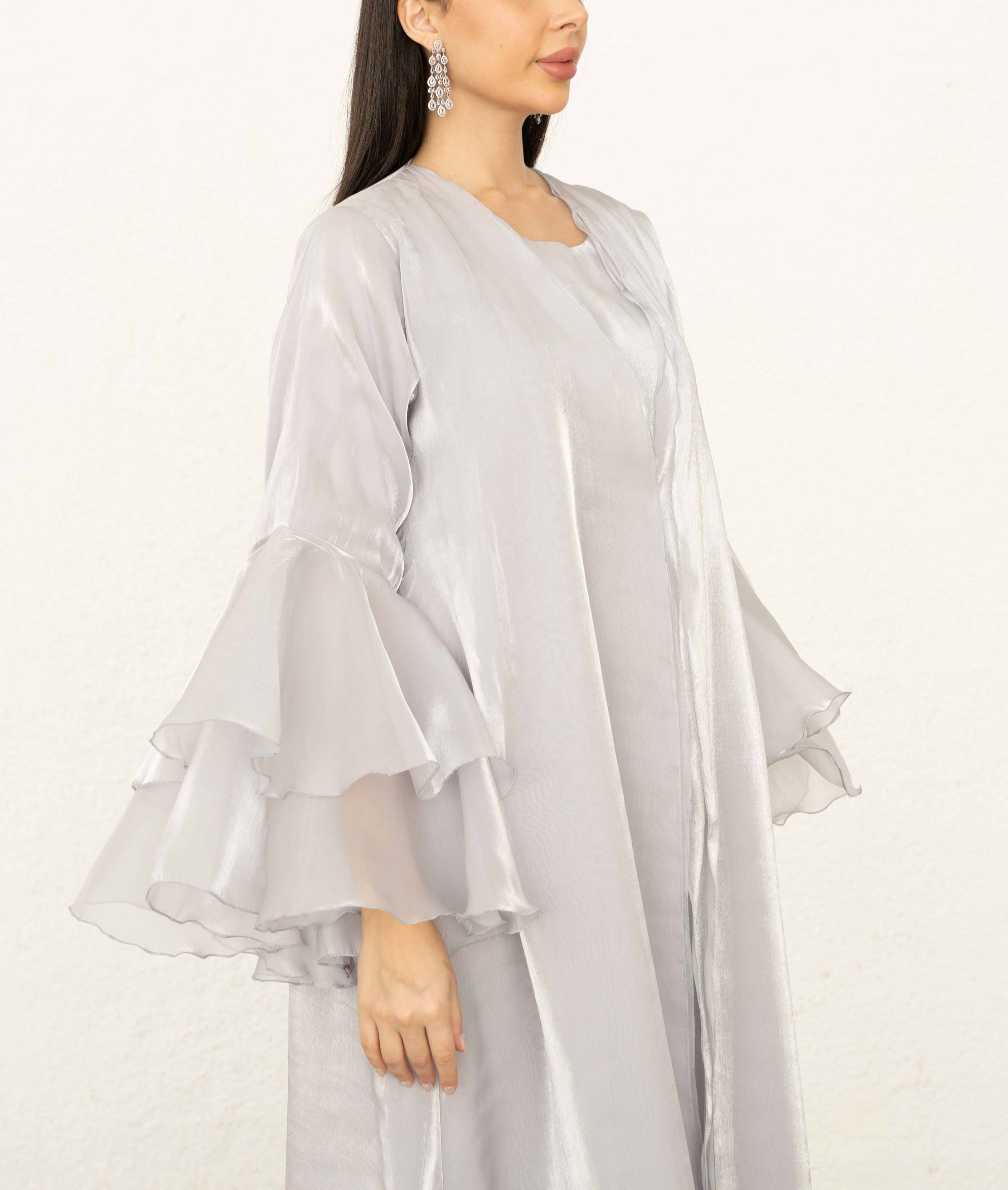 Ruffle Abaya Grey