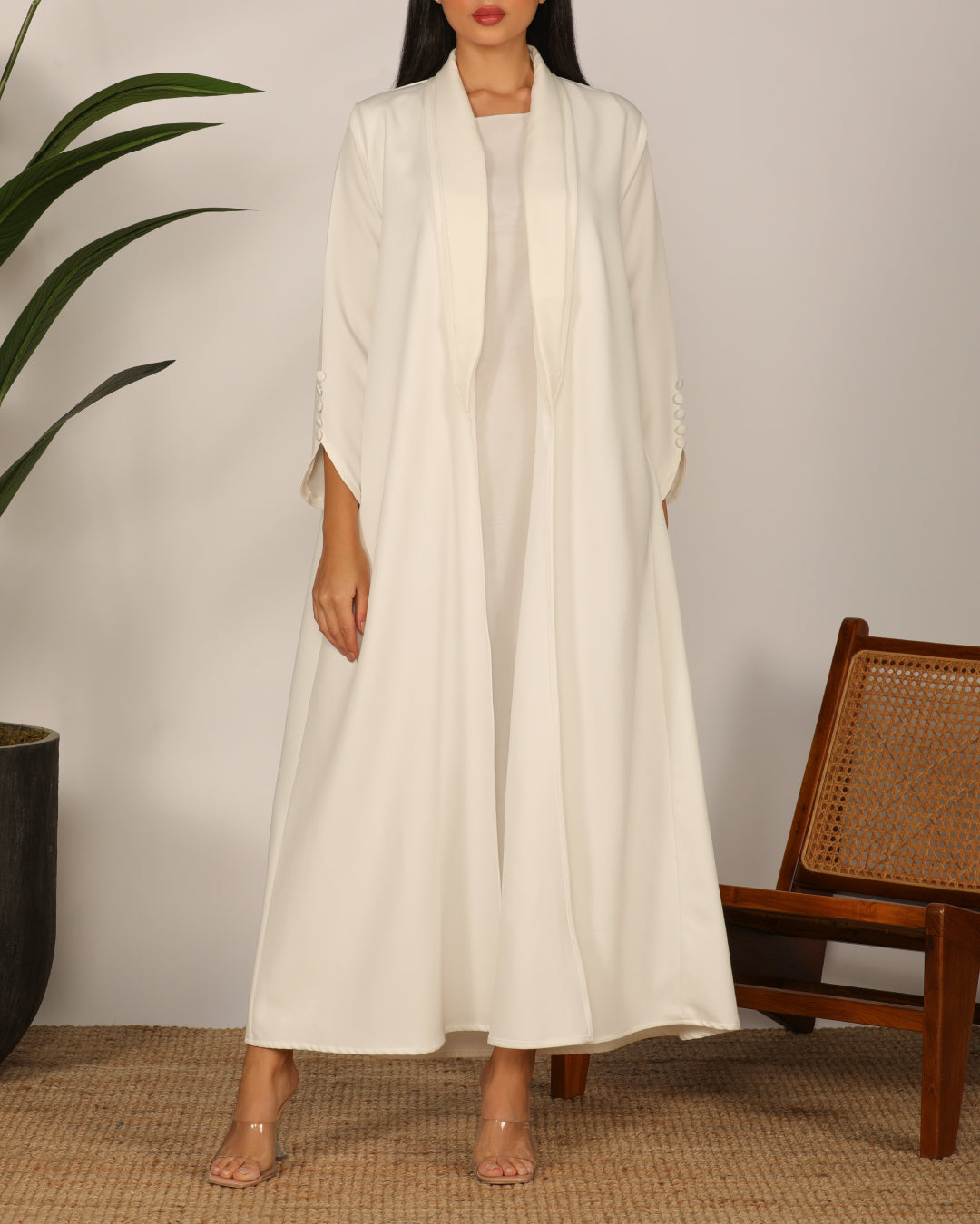 Collar Abaya Set White