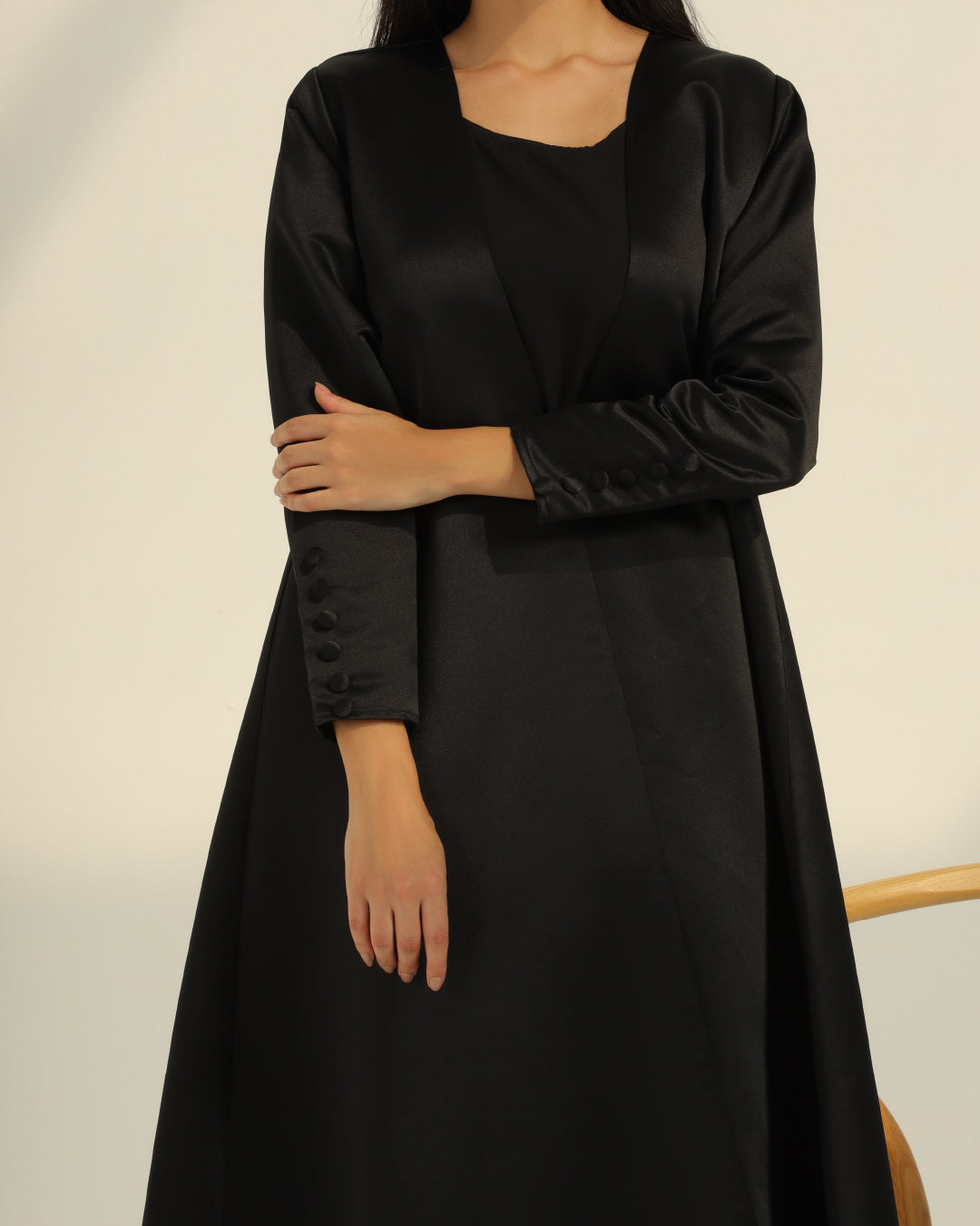 Crisp Black Abaya Set