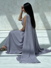 Metallic Cape Dress Grey