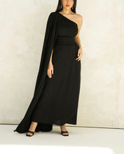 Pleated Black Off-shoulder Dress