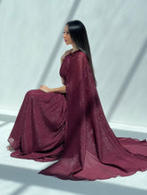 Metallic Cape Dress Maroon