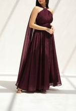 Metallic Cape Dress Maroon