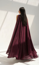 Metallic Cape Dress Maroon