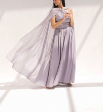 Metallic Cape Dress Grey