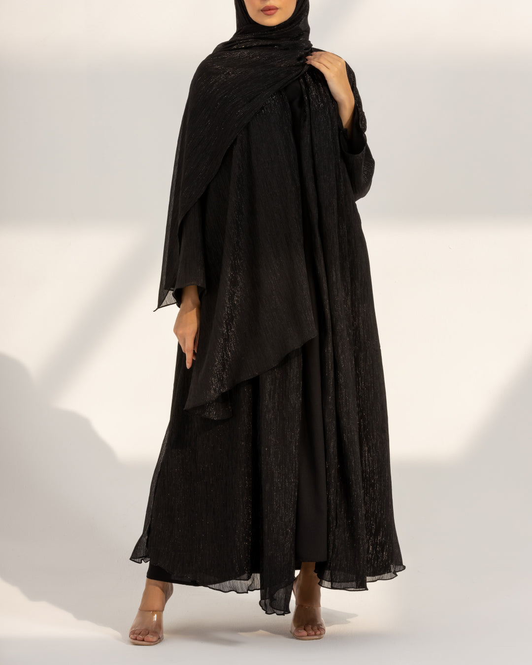 Metallic Black Abaya Set