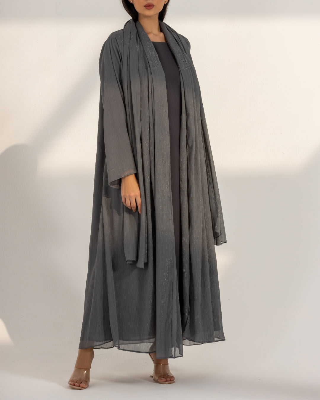Metallic Grey Abaya Set