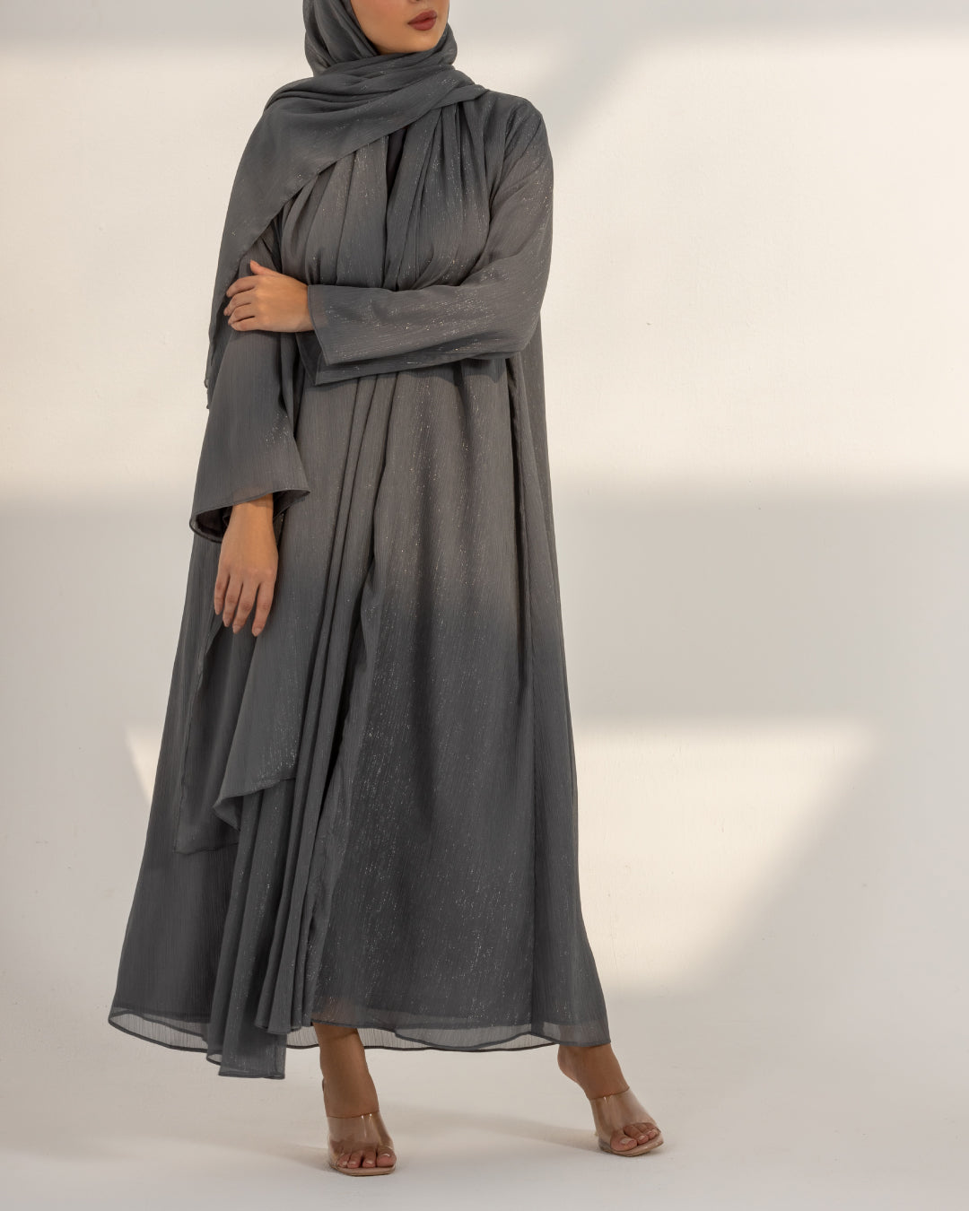 Metallic Grey Abaya Set – Laha